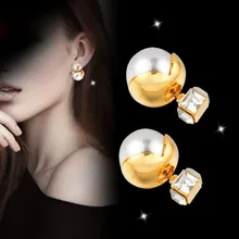 SINLEERY модные кубические серьги с цирконием кубической огранки цвета розового золота двухсторонние жемчужные серьги женские свадебные ювелирные изделия Es582 SSC