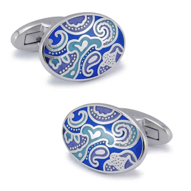 

SPARTA Elliptical Blue Cloud plated with white steel cufflinks Men's Cuff Link + Free Shipping ! High quality metal buttons