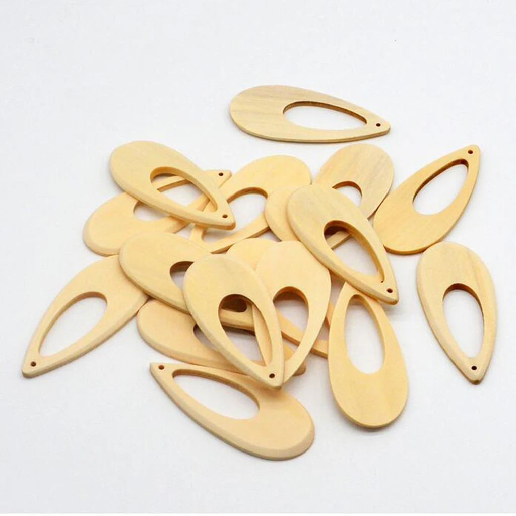 20pcs Plain Wooden Drop Charms Unfinished Wooden Beads Tags for Earrings Jewelry Making DIY Decorative Pendants
