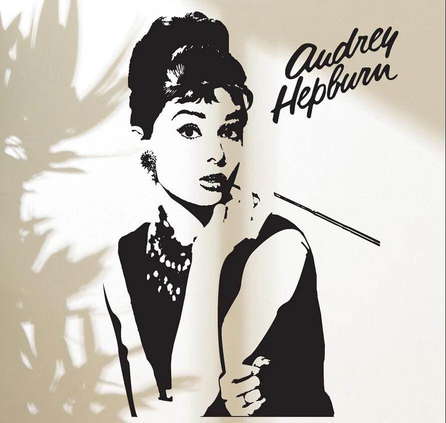 BIG Audrey Hepburn celebrity vinyl Wall Stickers Art Room Removable Decals DIY 