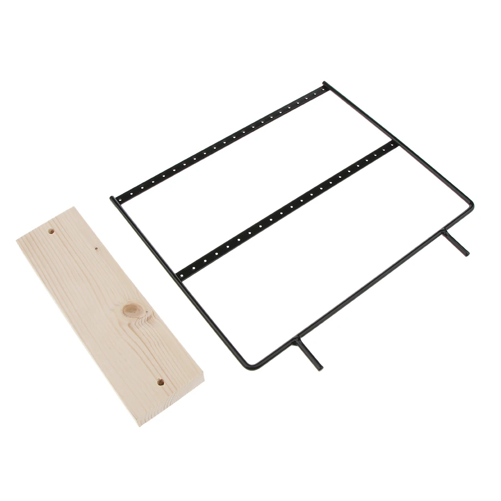 2 Pieces Organize Rack 44 Holes Stud Dangle Earrings Display Wood Base Showcase 2 layers Jewelry Packaging