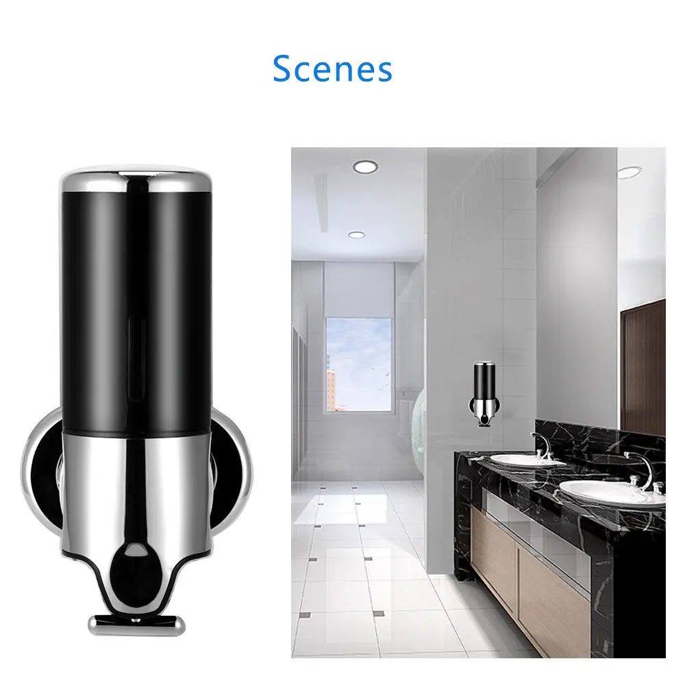 

500ml Soap Dispenser Stainless Steel Bathroom Shower Lotion Shampoo Wall Mount
