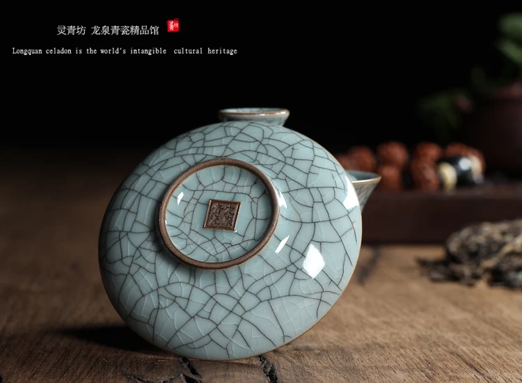 [GRANDNESS] Китайский Ge Kiln Longquan Celadon фарфоровая китайская гайвань чайные чашки и чаша керамическая 155 мл хрустящая глазурь чайник