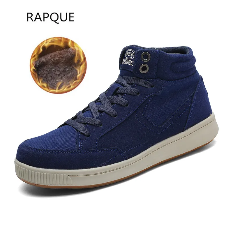 

Plus Size Men Boots Plush Shoes Casual Mens Sneakers High Snow Footwear Keep Warm Winter Outdoor Shoes Men Blue Khaki Black 49