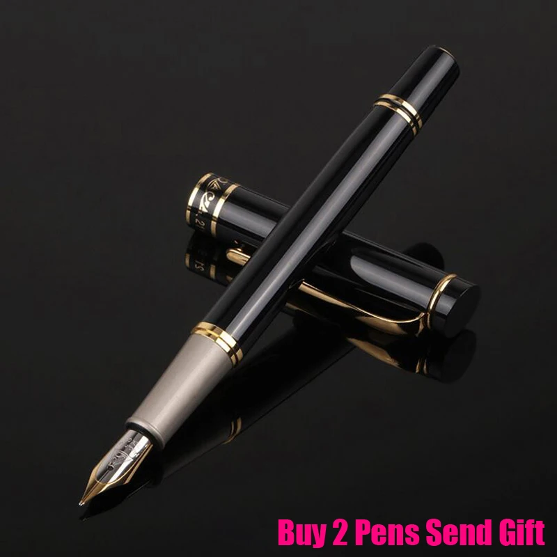 Новое поступление, брендовая металлическая авторучка для офиса, руководителя, быстрое письмо, подарочная ручка, купить 2 ручки, отправить подарок - Цвет: Black Fountain