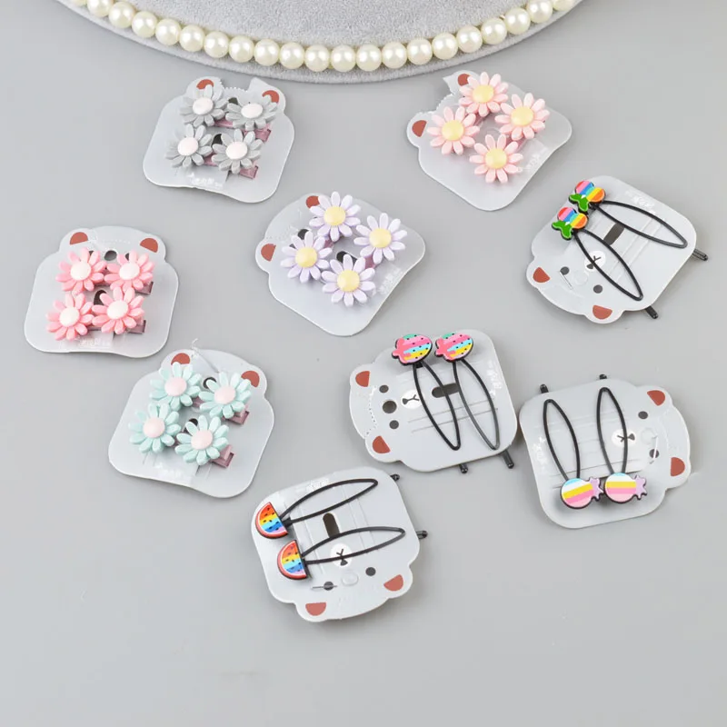 

2 PCS Flower Frunt BB Clip Girls Hair Accessories Hairpins Children Headwear Baby Hair Clips Headdress A6