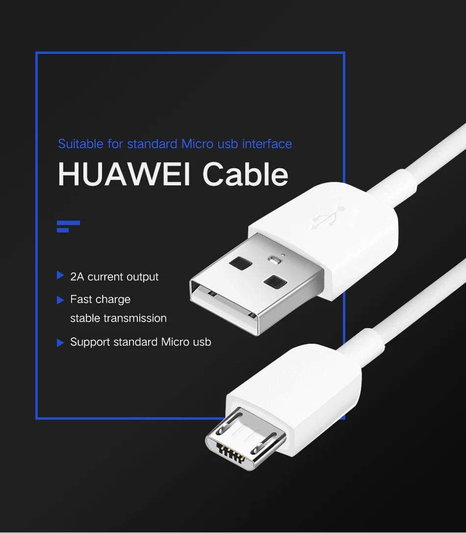 1Mate8 Mate S Mate7 Cable Micro USB 2A Fast Charging Original Huawei P8 Max P8 Lite P7 P6 P6s G9 Lite G7 Plus G700 G6 Nova