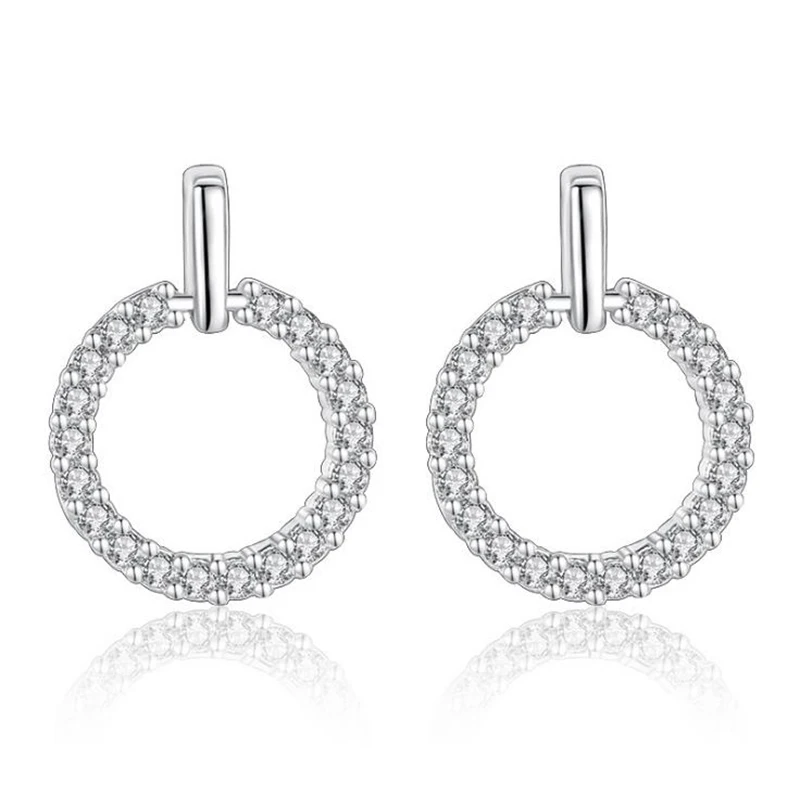 

Sterling Silver 925 Earrings Round Shape With Prong Paved AAA CZ Shiny Crystal Stud Earrings for Women GIrls AY014