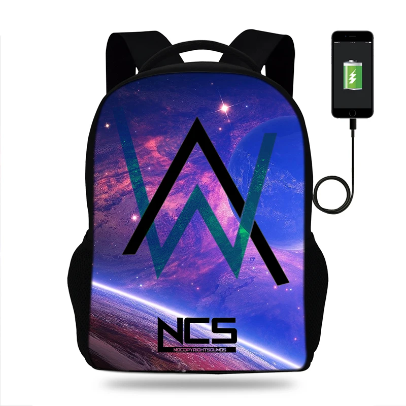 Детская сумка ALan Walker Oxford с USB зарядкой рюкзак для мальчиков школьный модный