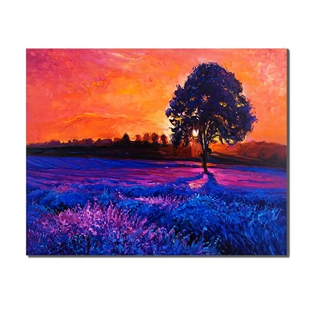 

Frameless Nightfall Sunset Tree Creative Artwork Scene Canvas Print Oil Painting Posters Living Room Unique Gifts For Home Decor