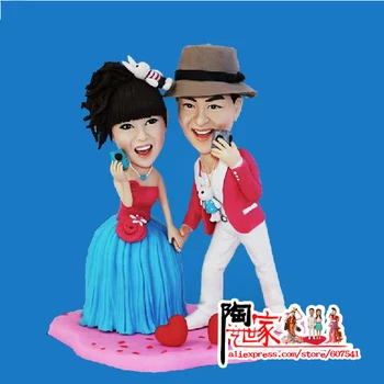 

2019 AMAZING CAKE TOPPER productor hand made a statue Custom Polymer Clay Doll From Pictures wedding Gift DIY Toy