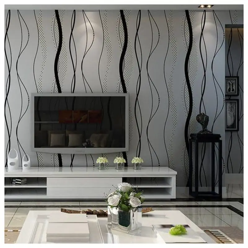 Wall paper for TV Background of Bedroom Wall Sticker 3D Curved Stripes Non-woven Wallpaper Decoration of Bedroom 0.53 x 10m Wall paper for TV Background of Bedroom Wall Sticker 3D Curved Stripes Non-woven Wallpaper Decoration of Bedroom 0.53 x 10m