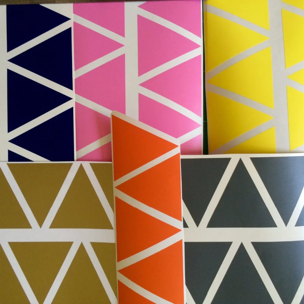 

36pcs multi color triangles graphic pattern wall sticker for kids room decor,M2