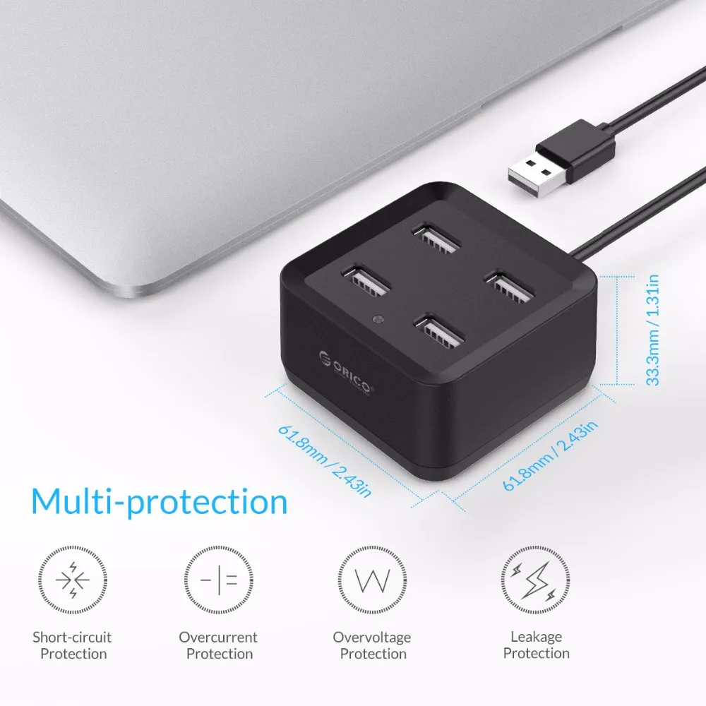 ORICO USB2.0 концентратор 4 Порты хаб настольное USB док-станция для контроля уровня сахара в крови с 50 см/100/150 см кабель для ноутбука/компьютерные аксессуары