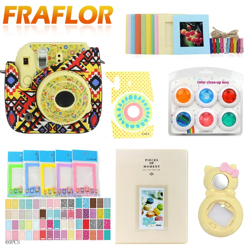 

Bohemian Accessories Set PU Leather Camera Strap Bag Case Cover Protector For Polaroid FUJIFILM Instax Mini 8 9 Shoulder Carry