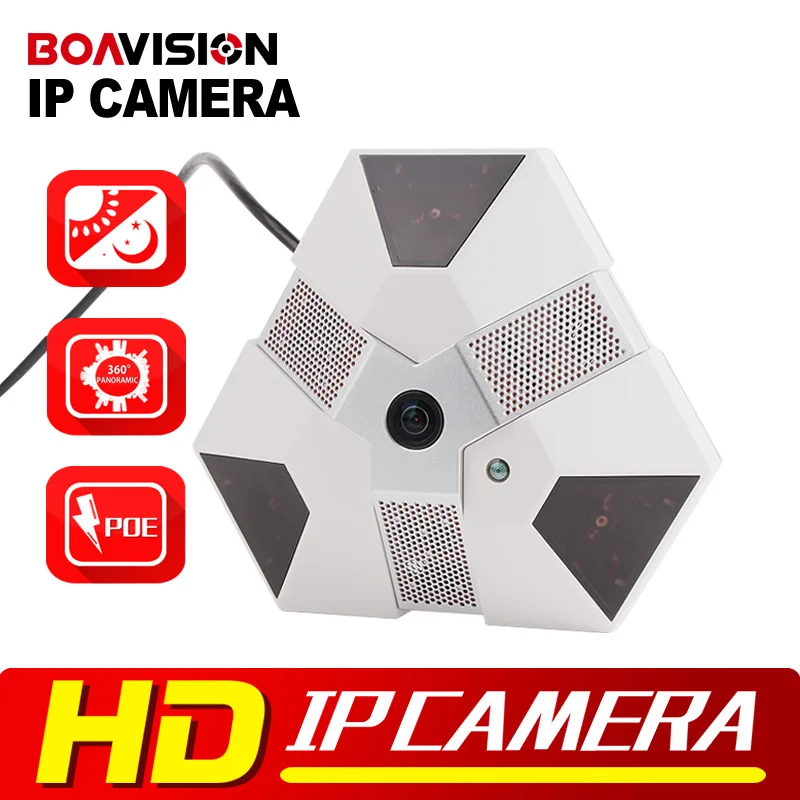 Panoramic 720P IP Camera POE 1080P Security 180 360 Degree Full View IR 10M Fisheye 1