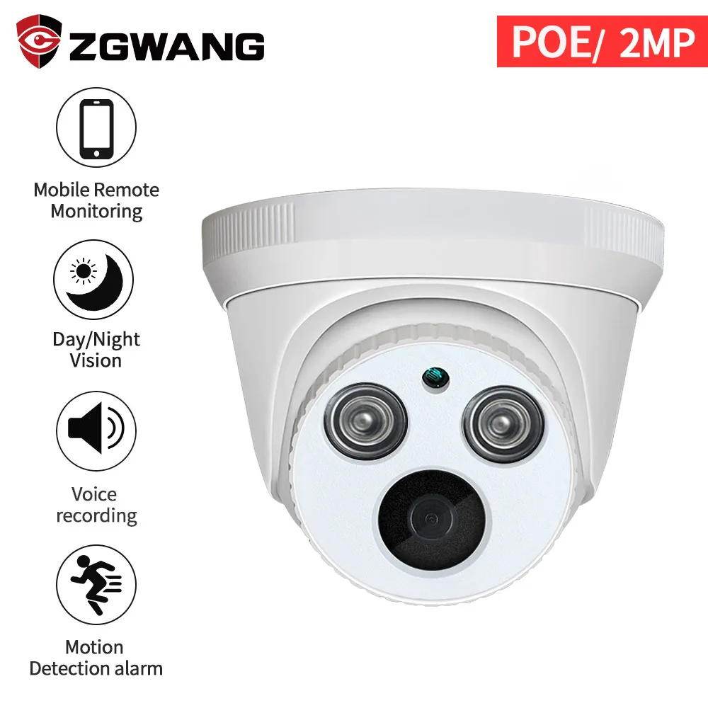 

ZGWANFG 2MP 3MP 5MP Full HD POE Dome Camera Night Vision Remote Control IP Camera Home Security Camera System IR Cut POE Camera