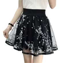 Новая весенне-летняя женская черная мини-юбка Корейская эластичная юбка с высокой талией шорты Милая сетчатая Тюлевая юбка-зонтик Falda Y3478