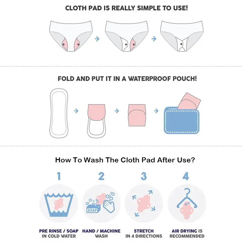 Reusable Cloth Sanitary Pad Waterproof PUL Bamboo Charcoal Women Health Care Pantyliner Maternity Cloth Menstruable Pad Washable