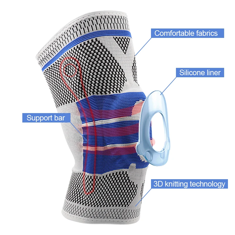 3D ткачество силиконовые наколенники Поддержка брекса Волейбол Баскетбол Meniscus защита колена спортивные предохраняющие наколенники