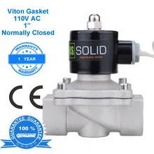 1" нержавеющая сталь Электромагнитный клапан, 110В AС, нормально закрытый, NPT