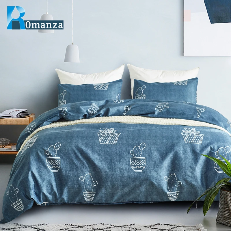 Romanza hig quality nice gray cactus printing duvet cover set and pillowcase bedding 3pcs for queen king twin size | Дом и сад
