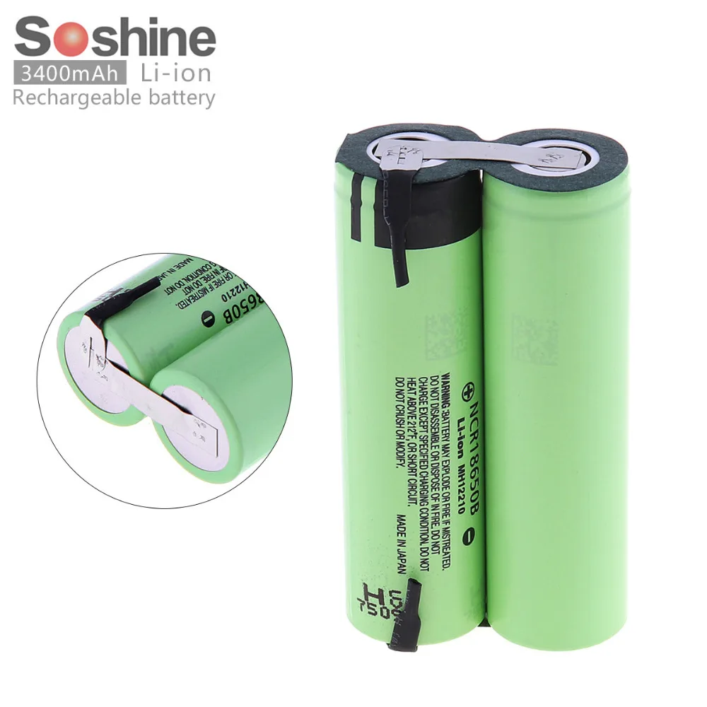

Soshine NCR18650 3400mAh 34B Li-ion Rechargeable Battery with Nickel Sheet and Parallel Connection for Screwdriver / Drill