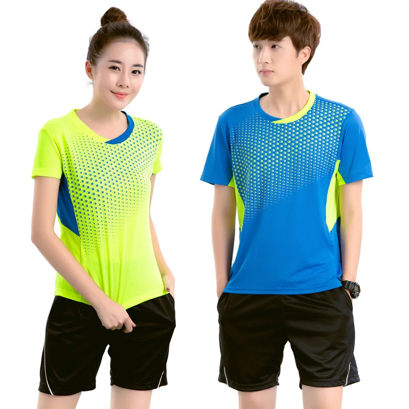 Мужская/женская рубашка для бадминтона и тенниса, футболка для настольного тенниса, спортивная одежда с коротким рукавом для бега, быстросохнущая дышащая футболка для бадминтона+ шорты