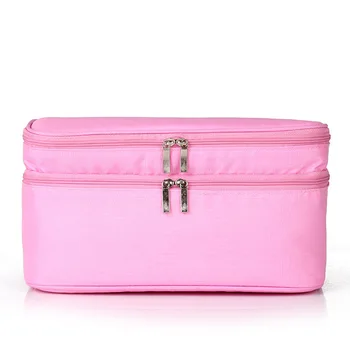 

Makeup Pouch Toiletry Cosmetics Bag Double Zipper Solid Color Storage Beauty Bag Carry on Case Travel Wash Storage Bag Hot Sac