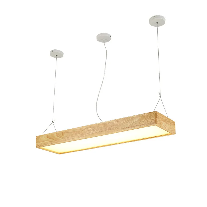  LukLoy Nordic Modern Minimalist Solid Wood Pendant Light LED Strip Bar Lamp Rectangular Office Rest - 32904447620