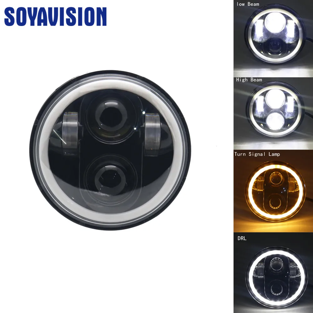 

1x 5-3/4" 5.75" Round LED Projection moto Headlight For Harley Davidson Motorcycles Iron 883 XL883N for Sportster 1200 Custom XL