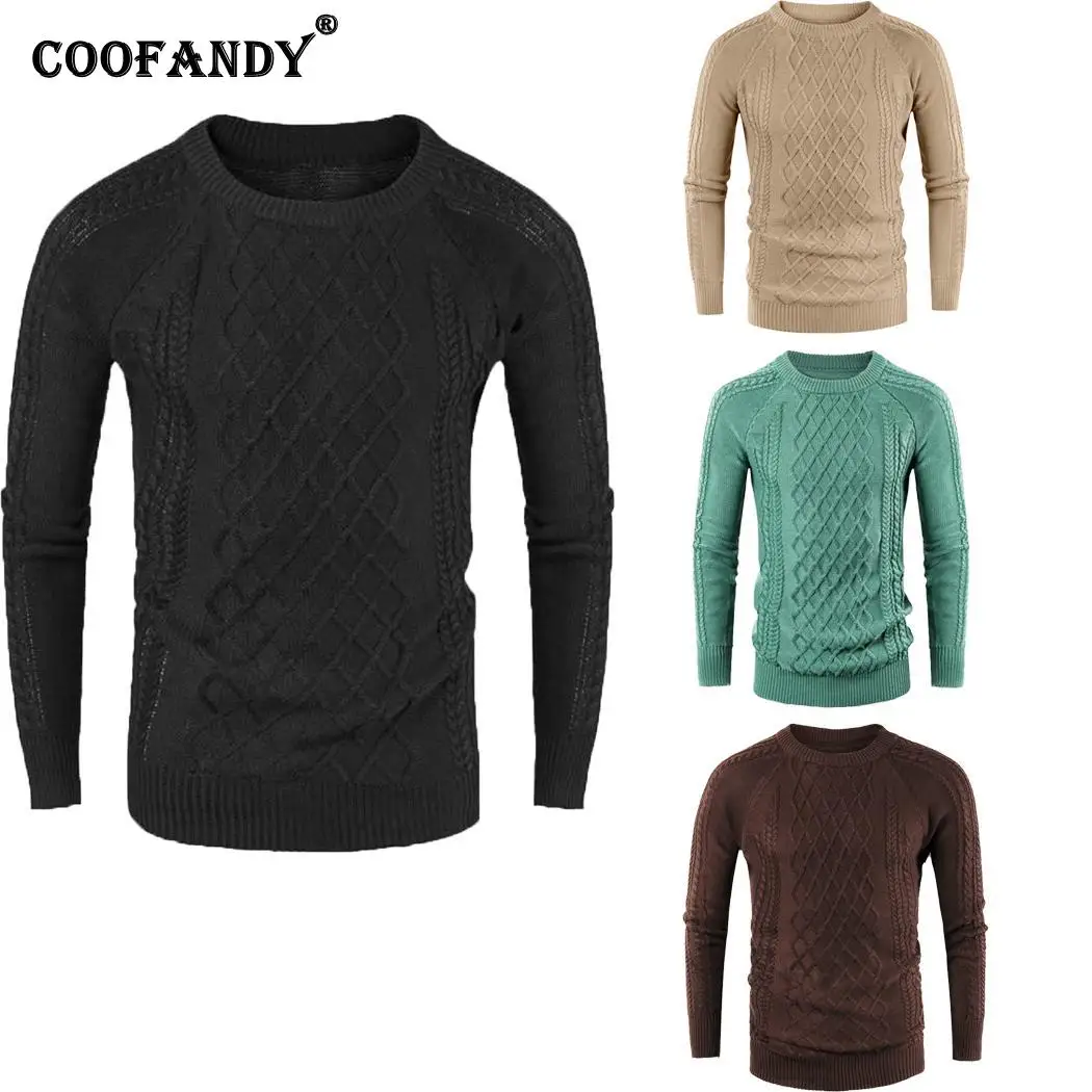 

Men Casual Round Neck Sweater Long Regular Sleeve Jacquard Knitwear Pullover Slim Spring, Autumn, Winter