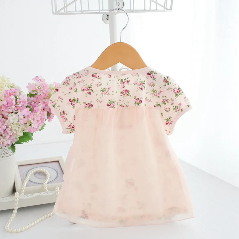 Рубашка для малышей богемный Стиль одежда для маленьких девочек Цветочный принт детские топы для девочек Лето Белый Розовый От 0 до 2 лет