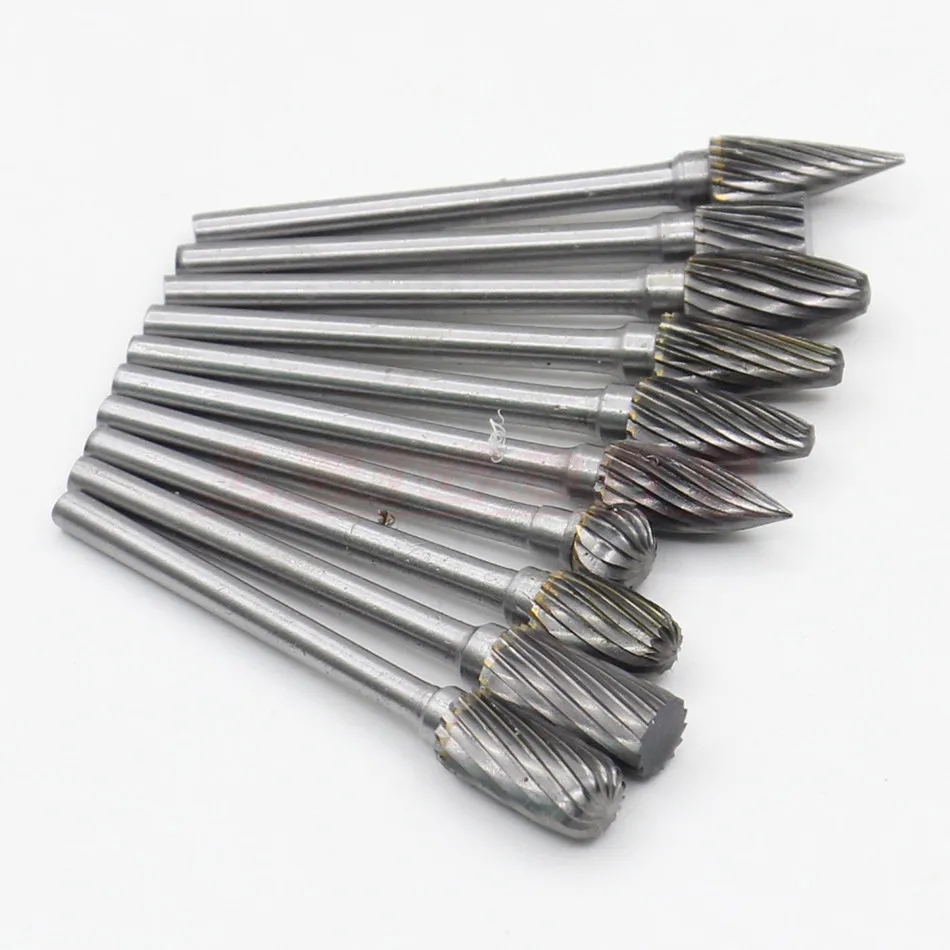 RIESBA 10pcs Carbide Burrs Drill Bit Set Rotary Burr Micro Drill Bits