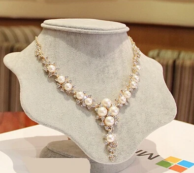 ZOSHI Bling Austria Crystal Rhinestone Simulated Pearl Beads Choker Necklaces Women Flower Pendant Necklace Collares Mujer