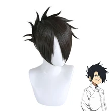 O prometido neverland ray preto peruca curta cosplay traje yakusoku nenhum neverland resistente ao calor sintético cabelo role play perucas