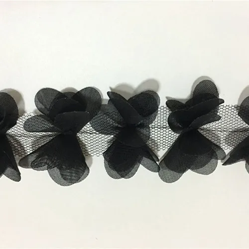FFLACELL 2 ярдов 3D шифон кластер цветы кружево платье украшение кружевная ткань аппликация отделка Швейные принадлежности - Цвет: 4