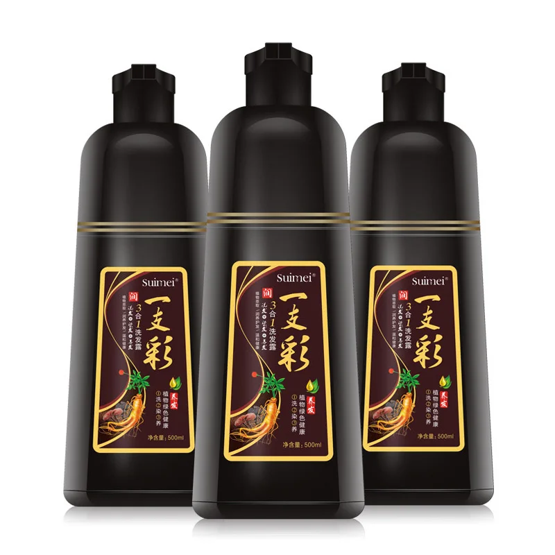 spesifikasi Lembut Alami Mengkilap Brilian Ungu Pewarna Rambut Sampo Warna Rambut Coklat Sampo Penghapusan Hitam Rambut Putih untuk Pria Wanita 500 ml