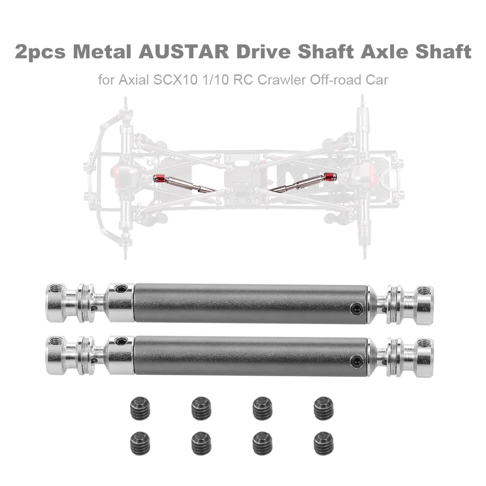 

2Pcs 1:10 RC Car Spare Parts 116mm Metal Drive Shaft Axle for Axial SCX10 1/10 RC Crawler Off-road Car