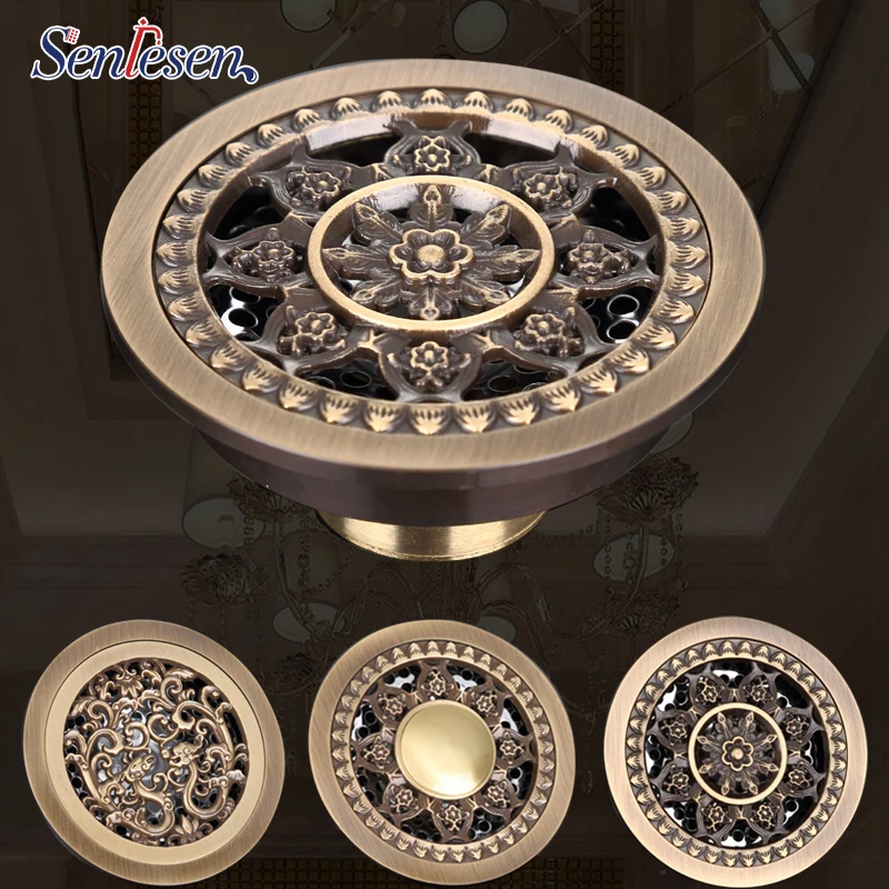 Buy Senlesen Drains bathroom floor drain shower fioor cover antique brass