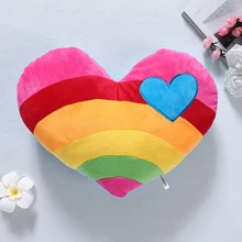 Cojines de felpa para amantes de HBB, almohada de cintura, regalo Vintage, nubes de Corazón arco iris