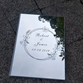 

Personalized Wedding Guest Book Silver Gold Mirrored Guest Book Custom Guest Book Wedding Calligraphy Album Wedding Gift