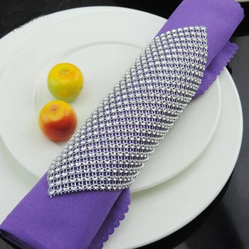 

10Pcs/Lot Plastic Rhinestone Wrap Square 12cmX12cm Napkin Ring Napkin Buckle Hotel Wedding Supplies Home Table Chair Decoration
