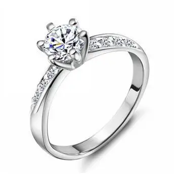 

Hot sell fashion 925 sterling silver super shiny zircon ladies`finger wedding rings jewelry wholesale