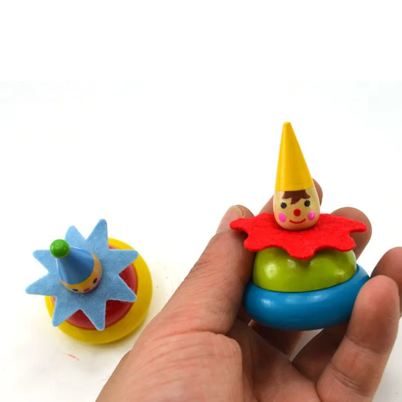 Painted Clown Spinning Tops Puzzle Children Wooden Toys Funny Fun Toys Children's Educational Toys Color Random Painted Clown Spinning Tops Puzzle Children Wooden Toys Funny Fun Toys Children's Educational Toys Color Random