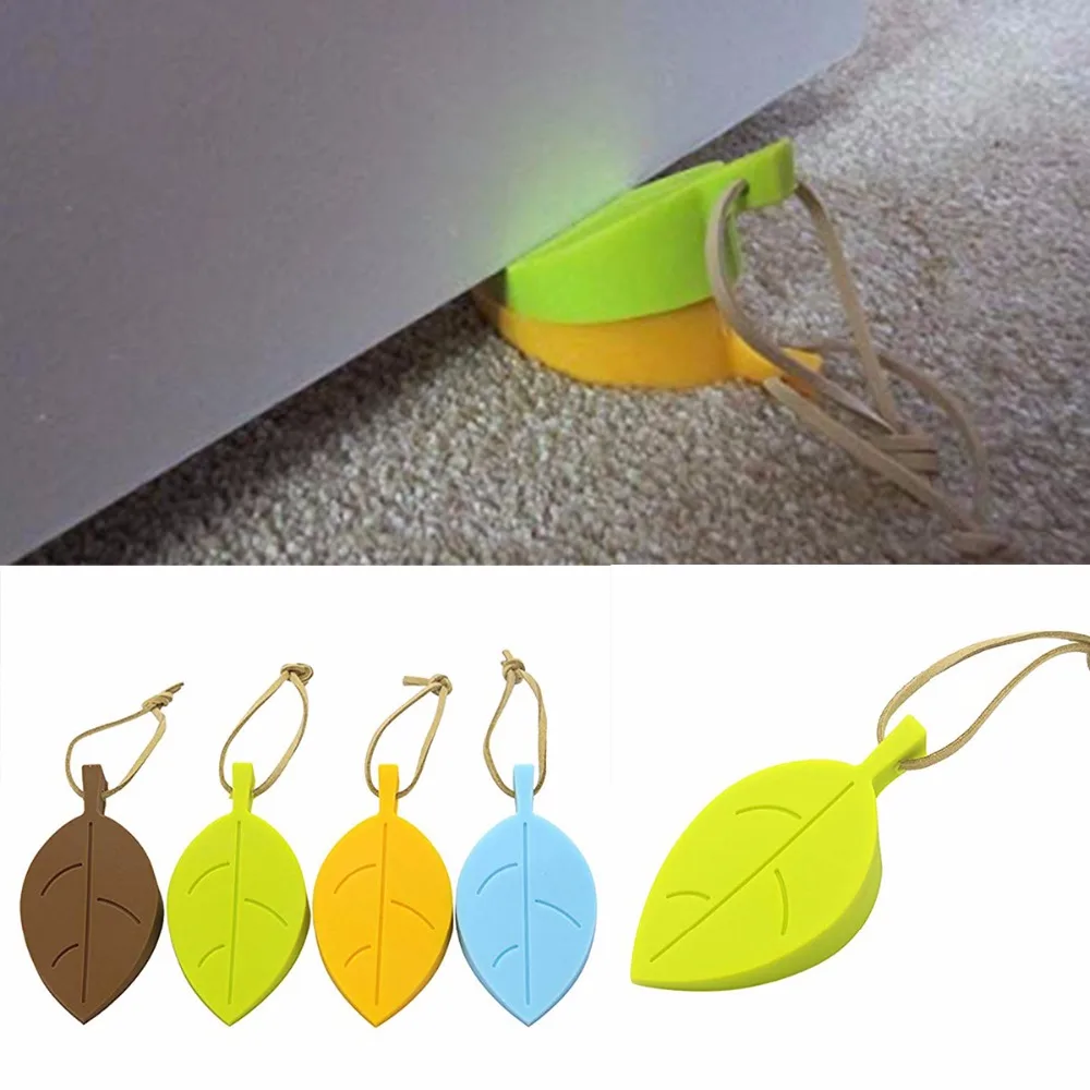 

Nosii Leaf Shape Door Stopper Silicone Doorstop Baby Safety Non-Slip Buffer Stop Home Decor Wish Hanging String