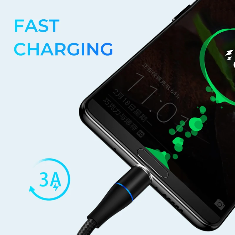 ESVNE 3A Быстрая зарядка Магнитный Micro Usb кабель для Iphone Освещение C Typc магнитное