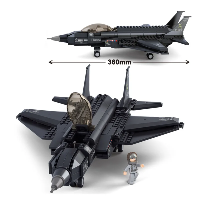 

252Pcs Cool Prestige Air Combat Aircraft Military Series Model Building Blocks Kits Compatible Legoings Toy For Boy Holiday Gift