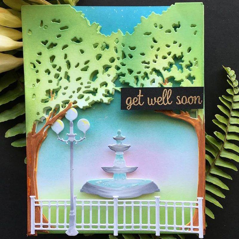 

Street light and tree Metal cutting dies cut die card Scrapbook paper craft knife mould blade punch stencils