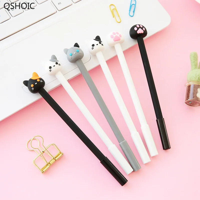 42 Pcs/Lot Kawaii Cat Pen Cute Claw Gel Pens 0.5mm Ballpoint Black Color Lovely Kitties Stationery Office School Supplies | Канцтовары